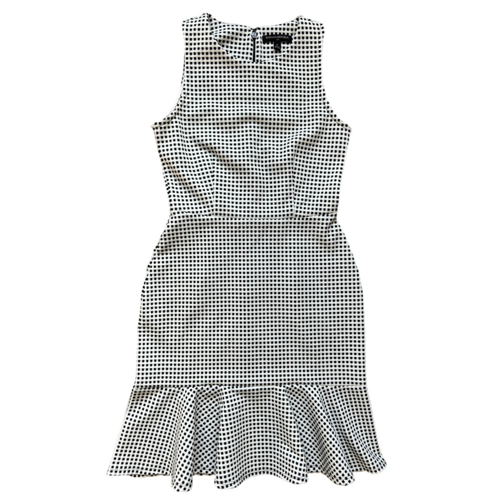 Banana Republic Black and White Ruffled Sheath Dress